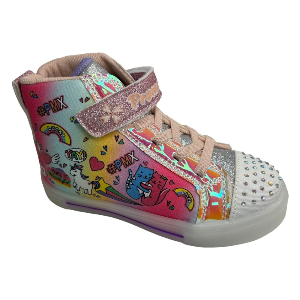 Girls Light Up Rainbow High Tops (Light Purple Velcro Strap)